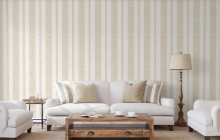 Beige Embossed Wallpaper – Damask Dimension (6803-1)
